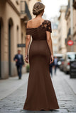 One Shoulder Black Mermaid Appliqued Mother Of The Bride Dress