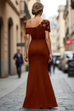 One Shoulder Black Mermaid Appliqued Mother Of The Bride Dress