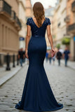 Navy Mermaid Sequin Mother Of The Bride Dress