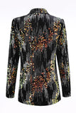 Sparkly Black 2-Piece Peak Lapel Slim Fit Women Prom Suits