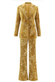Glitter Yellow 2-Piece Peak Lapel Prom Suit