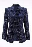 Navy 2-Piece Sequin Double Breasted Women Prom Suits