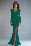 Mermaid Ivory Long Sleeve Wedding Dress with Slit