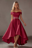 Off The Shoulder Ivory A Line High Low Wedding Dress