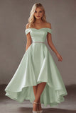 Off The Shoulder Ivory A Line High Low Wedding Dress