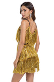 Tiered Fuchsia Fringed Sheath Cocktail Dress