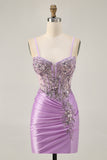 Grey Green Bodycon Corset Strapless Homecoming Dress with Appliques