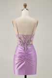 Grey Green Bodycon Corset Strapless Homecoming Dress with Appliques