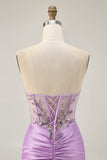 Grey Green Bodycon Corset Strapless Homecoming Dress with Appliques