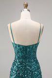Sparkly Grey Blue Corset Homecoming Dress with Slit