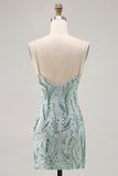 Bodycon Beaded Green Homecoming Dress with Sequins