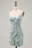 Bodycon Beaded Green Homecoming Dress with Sequins