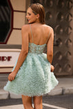 Sage Green Ruffle A-Line Homecoming Dress With Appliques