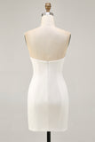 Sparkly Bodycon Strapless White Flower Homecoming Dress