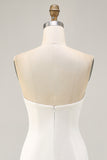 Sparkly Bodycon Strapless White Flower Homecoming Dress