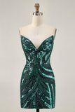 Sparkly Strapless Royal Blue Bodycon Homecoming Dress