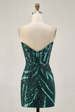 Sparkly Strapless Royal Blue Bodycon Homecoming Dress