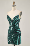 Sparkly Strapless Royal Blue Bodycon Homecoming Dress