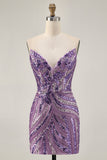 Sparkly Strapless Royal Blue Bodycon Homecoming Dress