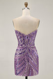 Sparkly Strapless Royal Blue Bodycon Homecoming Dress
