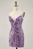 Sparkly Strapless Royal Blue Bodycon Homecoming Dress