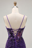 Sparkly Dark Purple Corset Homecoming Dress with Lace-up Back