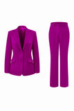 Dark Fuchsia 2 Piece Notched Lapel Women Prom Suit