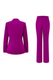 Dark Fuchsia 2 Piece Notched Lapel Women Prom Suit