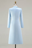 Sky Blue Peak Laplel Long Sleeve Midi Work Dress