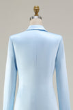 Sky Blue Peak Laplel Midi Business Casual Dress with Long Sleeves