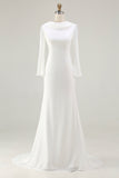 Modest Ivory Mermaid Long Sleeve Wedding Dress