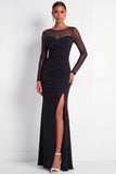 Mermaid Cabernet Boat Neck Formal Dress with Slit
