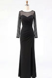 Mermaid Cabernet Boat Neck Formal Dress with Slit