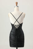 Dark Khaki Ruched Cut Out Tight Homecoming Dress