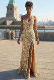 Sparkly Red Strapless Corset Mermaid Prom Dress
