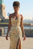 Sparkly Red Strapless Corset Mermaid Prom Dress