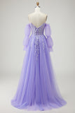 Sparkly Champagne Strapless Appliqued Prom Dress With Removable Sleeves
