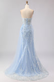 Purple Sweetheart Corset Sequin Mermaid Prom Dress With Slit
