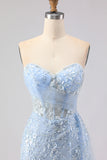 Purple Sweetheart Corset Sequin Mermaid Prom Dress With Slit