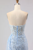 Purple Sweetheart Corset Sequin Mermaid Prom Dress With Slit