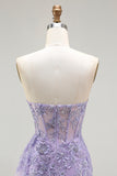 Purple Sweetheart Corset Sequin Mermaid Prom Dress With Slit