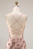 Rose Golden Embroidered Sequin Mermaid Prom Dress