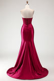 Champagne Mermaid Beaded Sweetheart Corset Prom Dress With Slit
