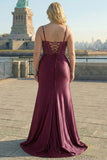 Navy Mermaid Corset Embroidered Plus Size Prom Dress