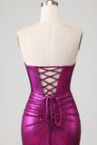 Sweetheart Fuchsia Cut Out Mermaid Prom Dress With Slit