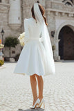 Ivory A-Line Long Sleeve Engagement Dress