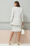 2-Piece Mix Black Gird Tweed Midi Dress
