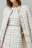 2-Piece Mix Black Gird Tweed Midi Dress