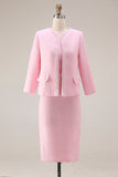 Pink Pencil 2-Piece Tweed Midi Work Dress
