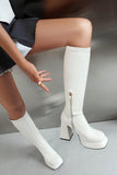 Black Platform Chunky High Heel Knee High Boots